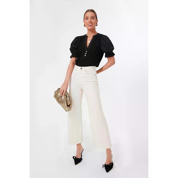 POMANDER PLACE Black Livia Puff Sleeve Top Size XL NWT Retail $88 Tuckernuck - Picture 4 of 6